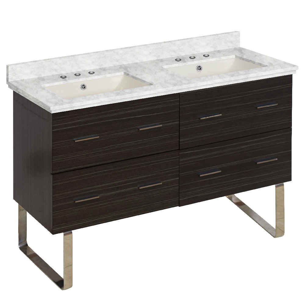 47.5-in. W Floor Mount Dawn Grey Vanity Set For 3H8-in. Drilling Bianca Carara Top Biscuit UM Sink