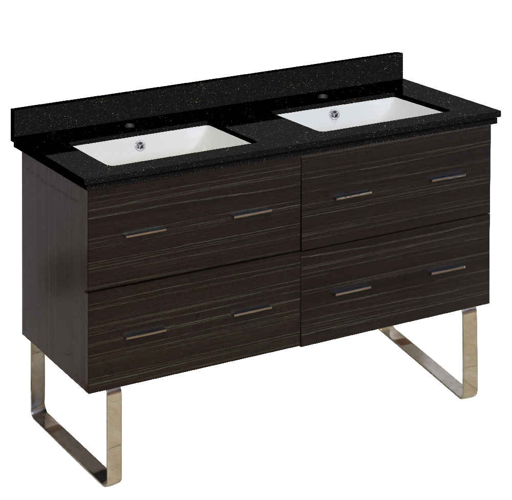 47.5-in. W Floor Mount Dawn Grey Vanity Set For 1 Hole Drilling Black Galaxy Top White UM Sink
