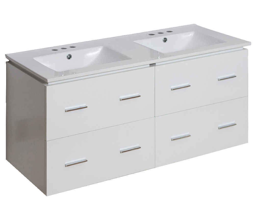 48-in. W Wall Mount White Vanity Set For 3H4-in. Drilling