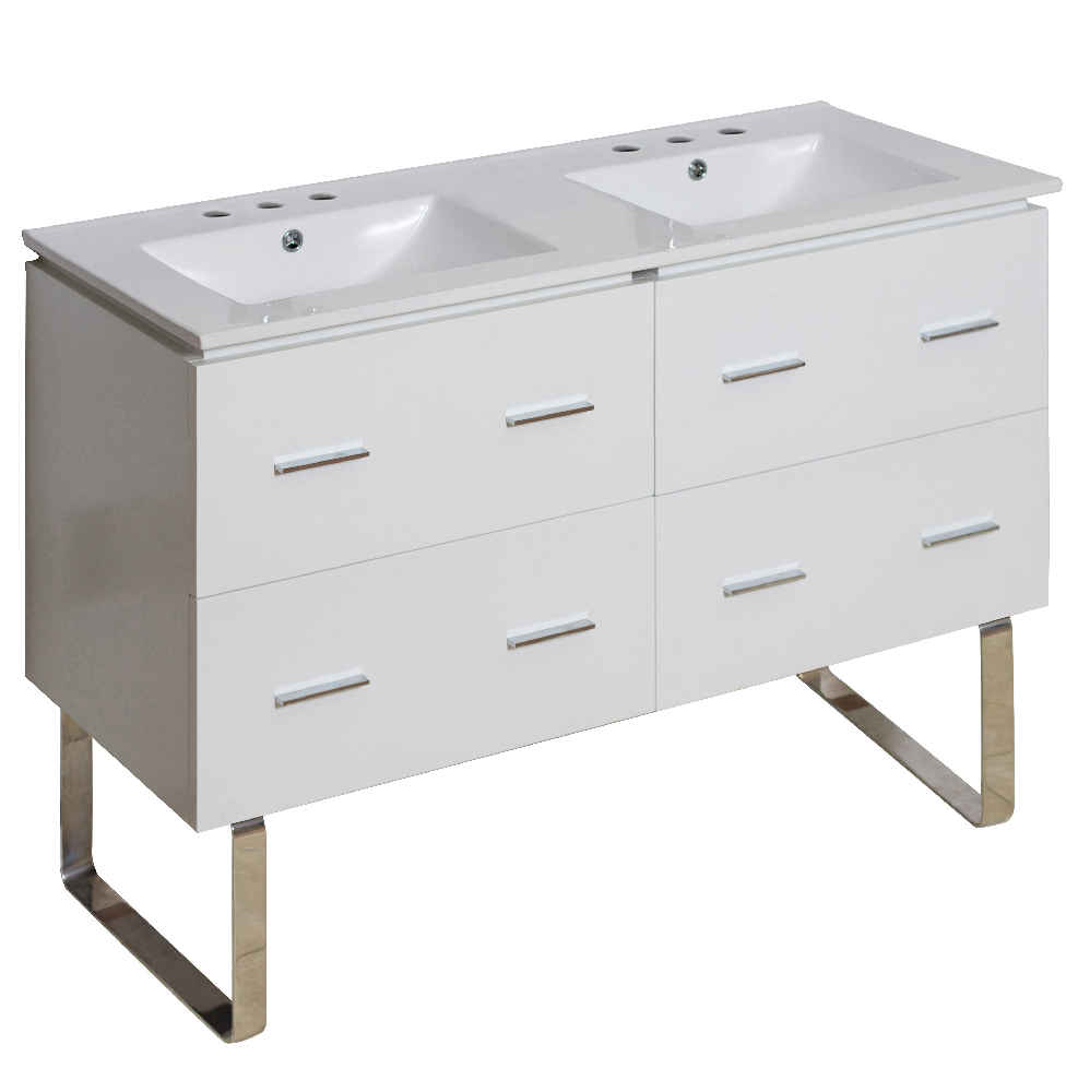 48-in. W Floor Mount White Vanity Set For 3H8-in. Drilling