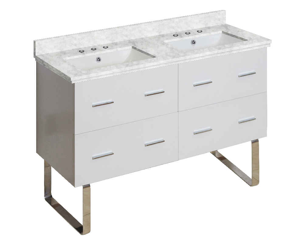 47.5-in. W Floor Mount White Vanity Set For 3H8-in. Drilling Bianca Carara Top White UM Sink