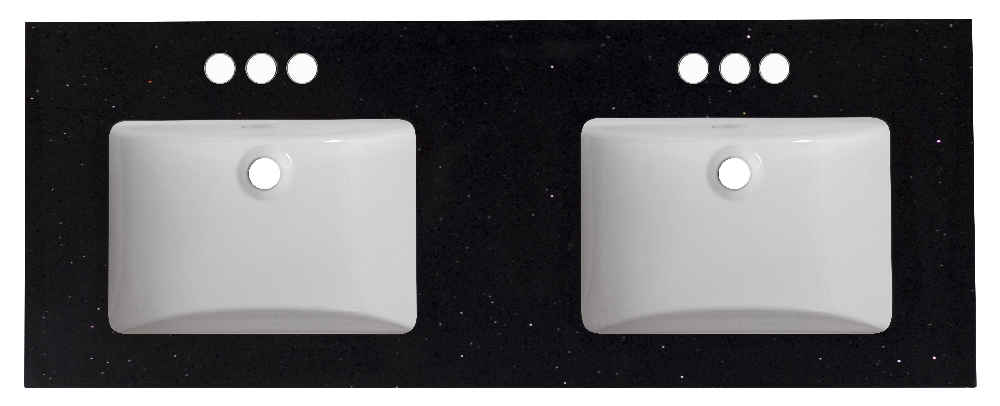 47.5-in. W 18.25-in. D Quartz Top With Backsplash In Black Galaxy Color For 3H4-in. Faucet - White UM Sink