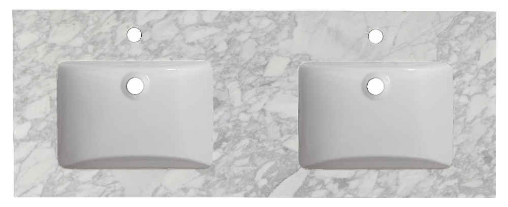 47.5-in. W 18.25-in. D Quartz Top With Backsplash In Bianca Carara Color For 1 Hole Faucet - White UM Sink