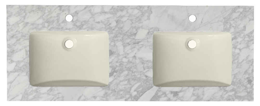 47.5-in. W 18.25-in. D Quartz Top With Backsplash In Bianca Carara Color For 1 Hole Faucet - Biscuit UM Sink