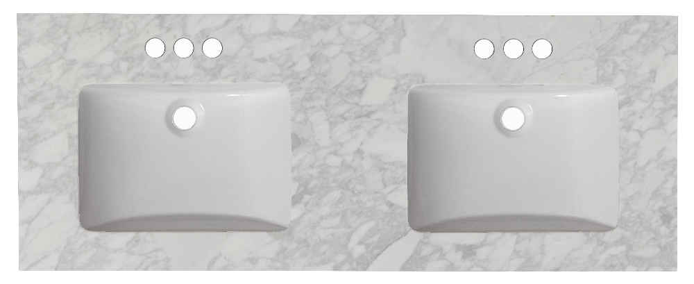 47.5-in. W 18.25-in. D Quartz Top With Backsplash In Bianca Carara Color For 3H4-in. Faucet - White UM Sink