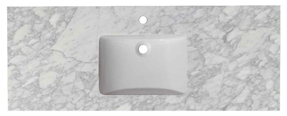 47.5-in. W 18.25-in. D Quartz Top With Backsplash In Bianca Carara Color For 1 Hole Faucet - White UM Sink