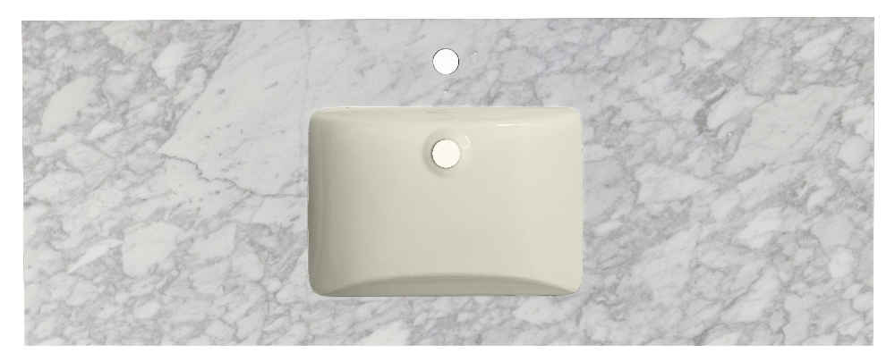 47.5-in. W 18.25-in. D Quartz Top With Backsplash In Bianca Carara Color For 1 Hole Faucet - Biscuit UM Sink
