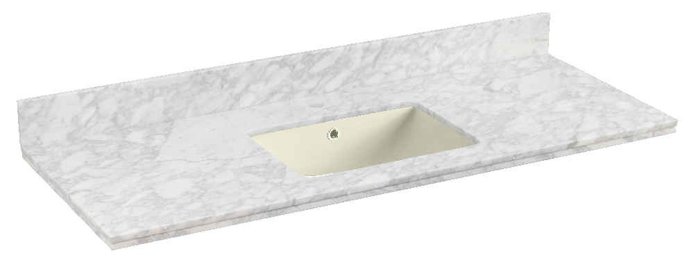 47.5-in. W 18.25-in. D Quartz Top With Backsplash In Bianca Carara Color For 1 Hole Faucet - Biscuit UM Sink