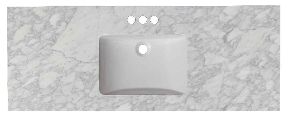 47.5-in. W 18.25-in. D Quartz Top With Backsplash In Bianca Carara Color For 3H4-in. Faucet - White UM Sink