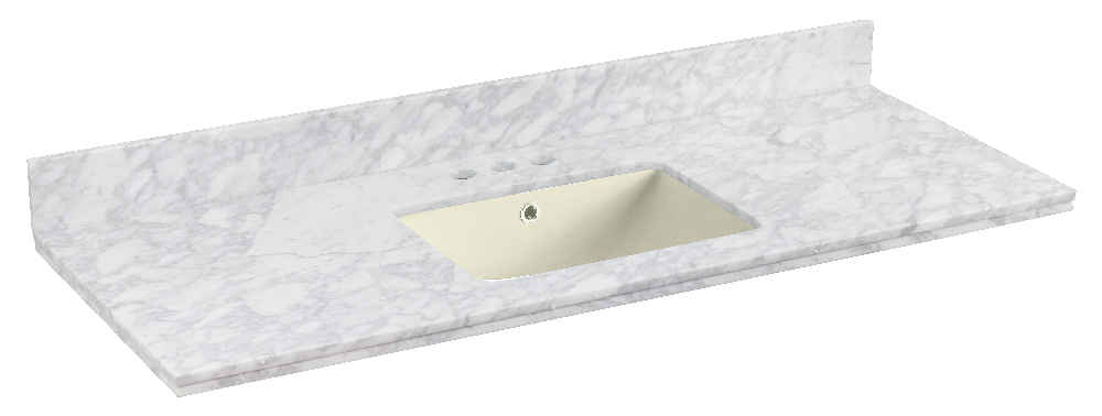 47.5-in. W 18.25-in. D Quartz Top With Backsplash In Bianca Carara Color For 3H4-in. Faucet - Biscuit UM Sink