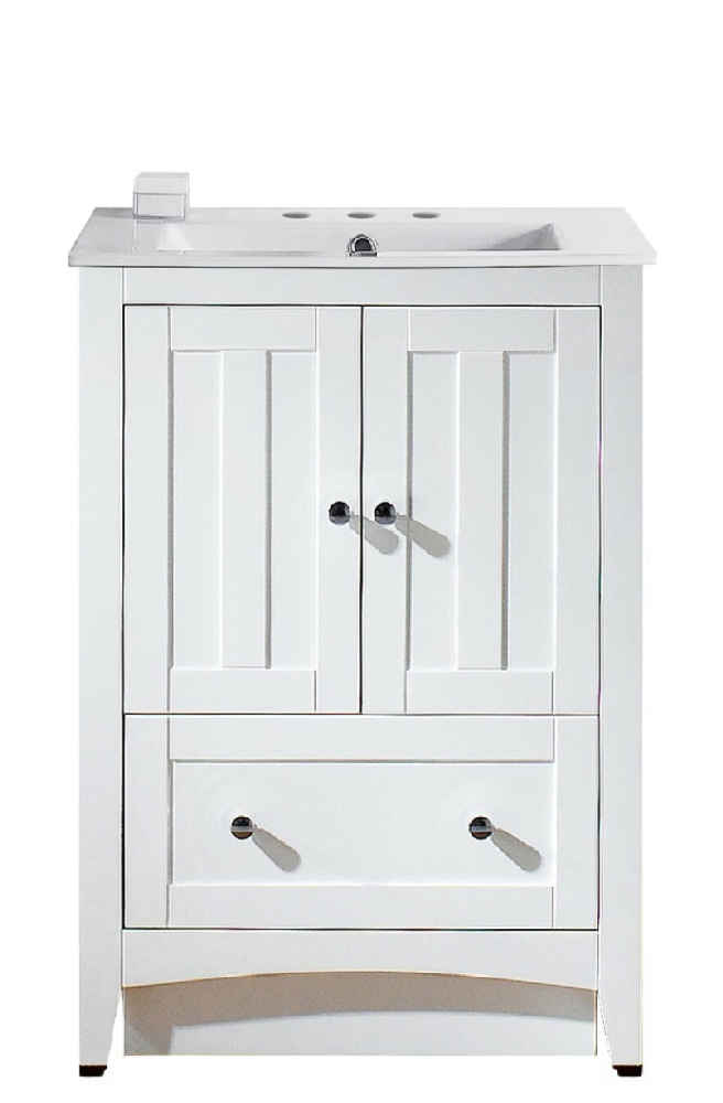 23.75-in. W Floor Mount White Vanity Set For 3H8-in. Drilling