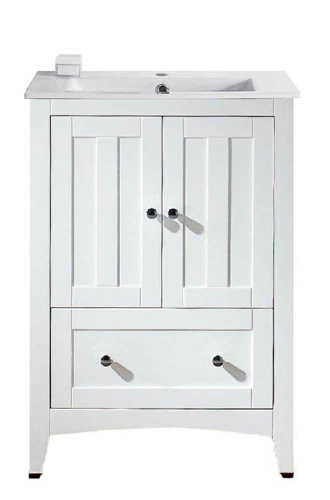 23.75-in. W Floor Mount White Vanity Set For 1 Hole Drilling