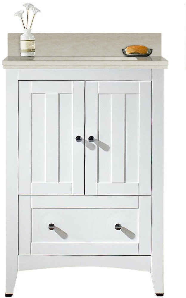 23.75-in. W Floor Mount White Vanity Set For 3H8-in. Drilling Beige Top White UM Sink