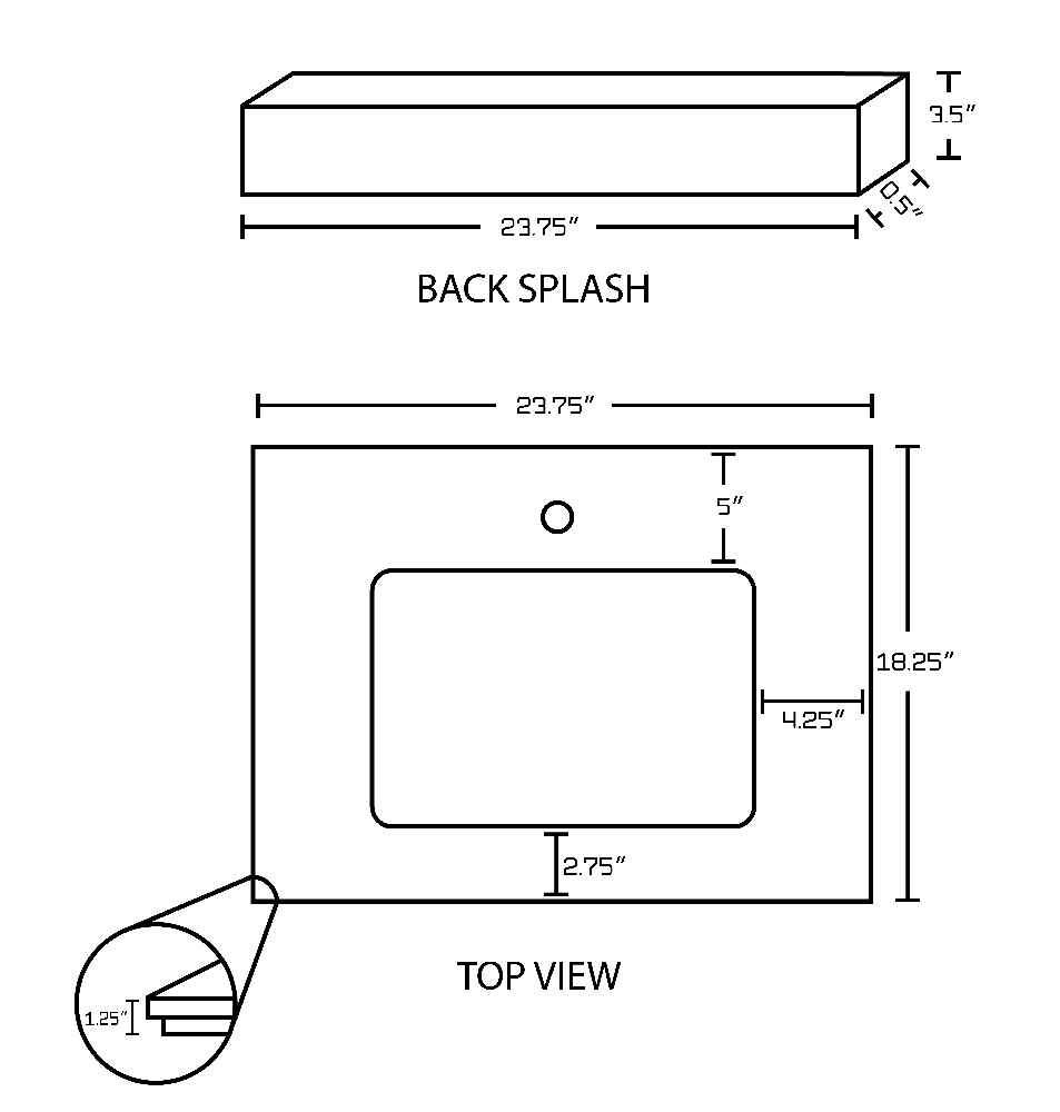 23.75-in. W 18.25-in. D Stone Top In Beige Color For 1 Hole Faucet