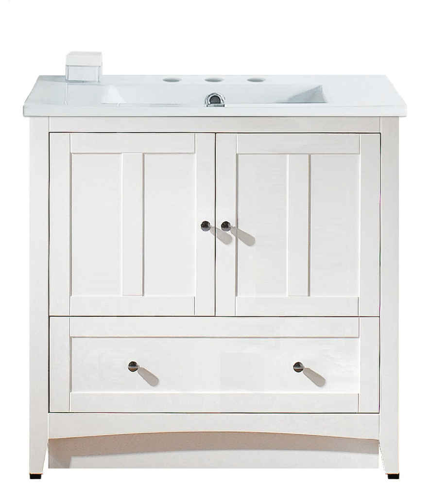 35.5-in. W Floor Mount White Vanity Set For 3H8-in. Drilling