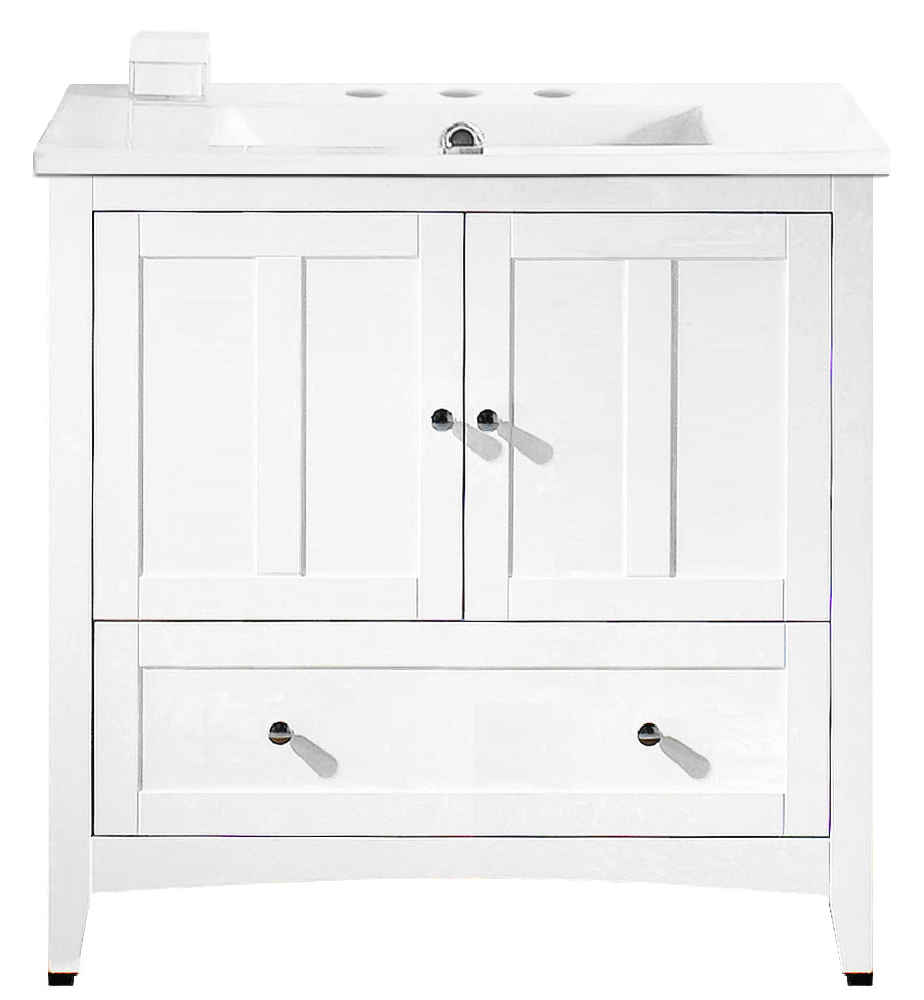 35.5-in. W Floor Mount White Vanity Set For 3H8-in. Drilling