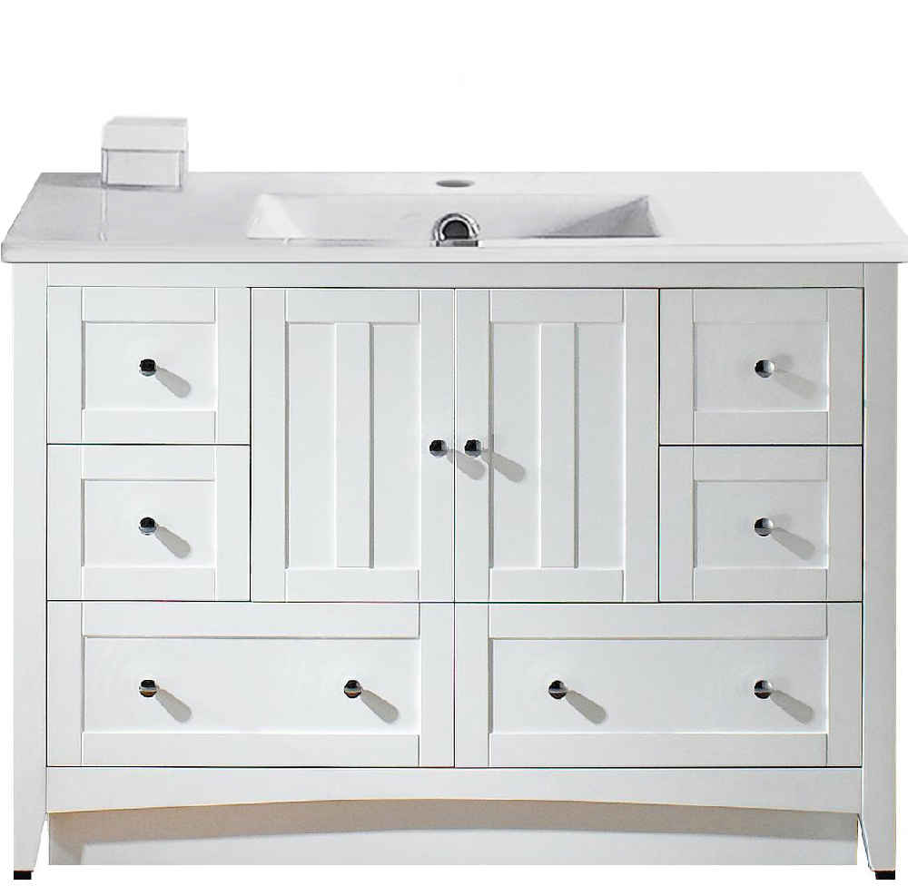 48-in. W Floor Mount White Vanity Set For 1 Hole Drilling