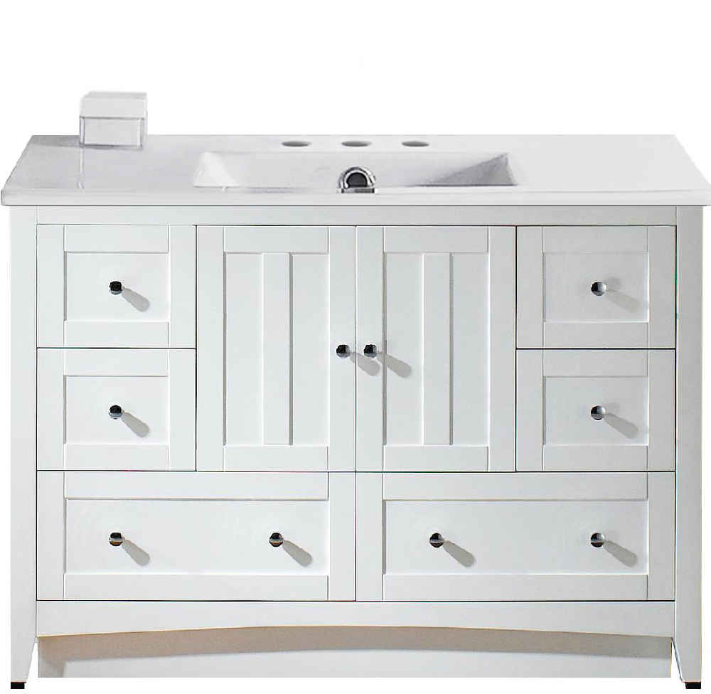 48-in. W Floor Mount White Vanity Set For 3H8-in. Drilling