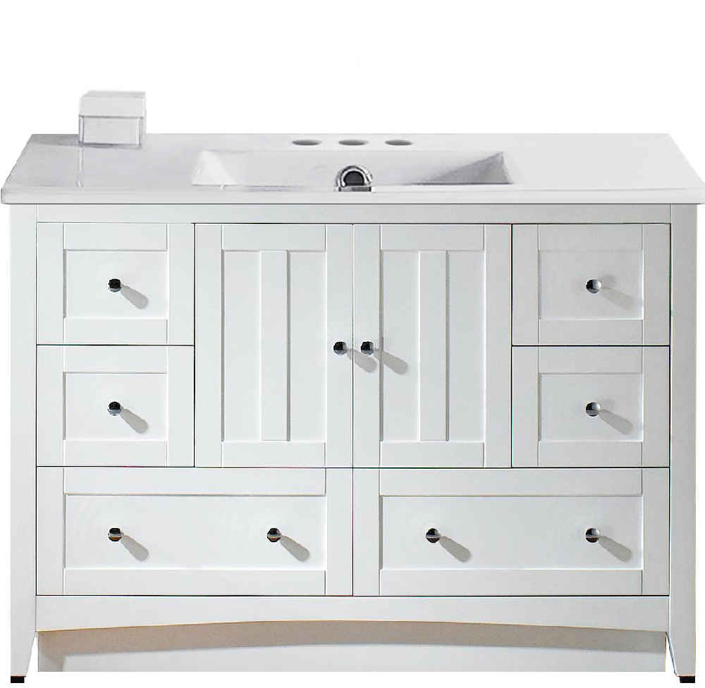48-in. W Floor Mount White Vanity Set For 3H4-in. Drilling