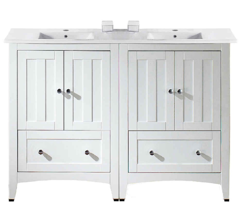 48-in. W Floor Mount White Vanity Set For 1 Hole Drilling 