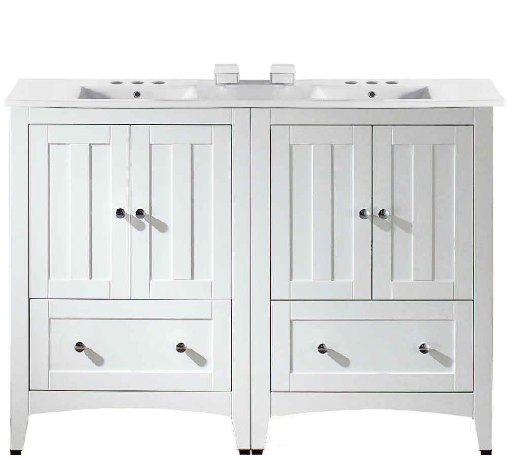 48-in. W Floor Mount White Vanity Set For 3H4-in. Drilling 