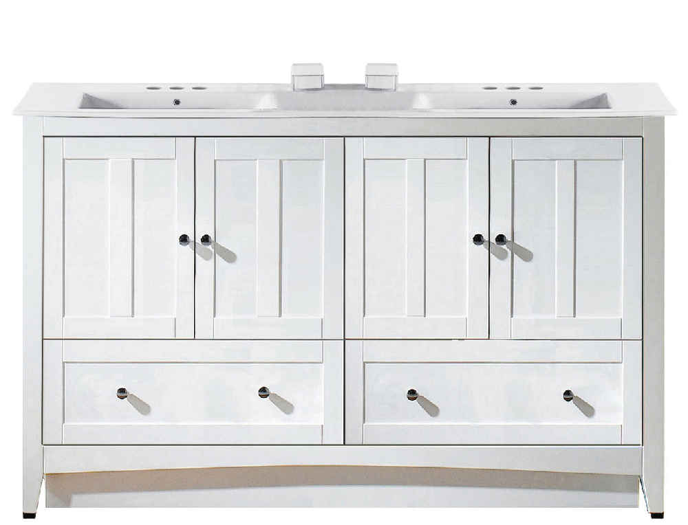 59-in. W Floor Mount White Vanity Set For 3H4-in. Drilling