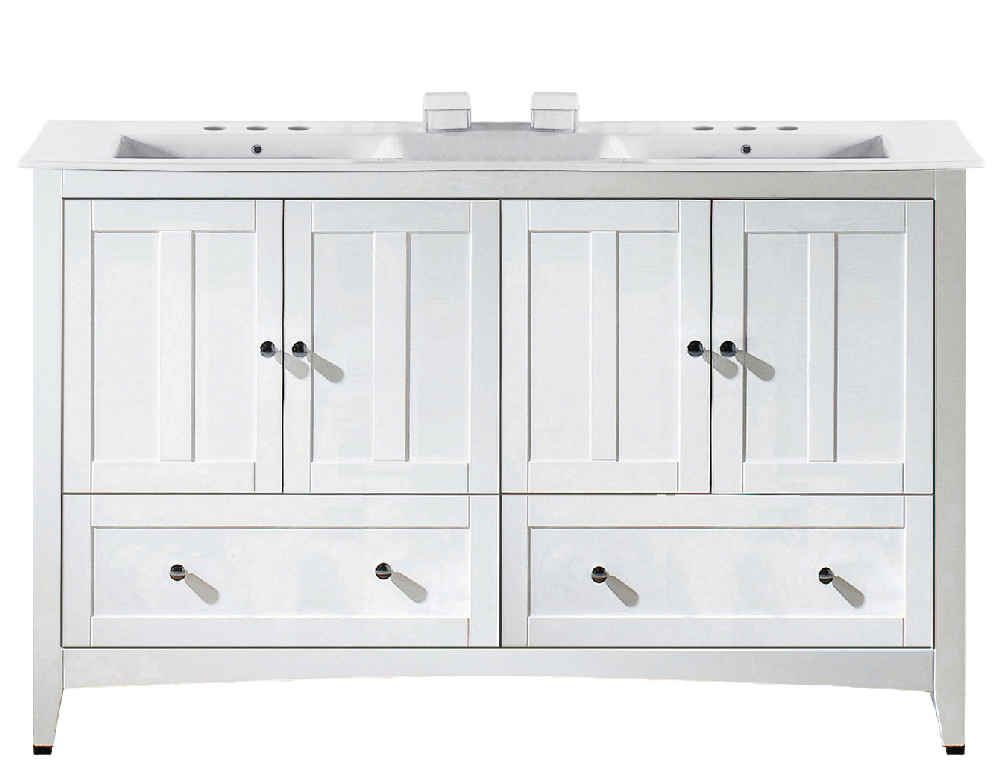 59-in. W Floor Mount White Vanity Set For 3H8-in. Drilling