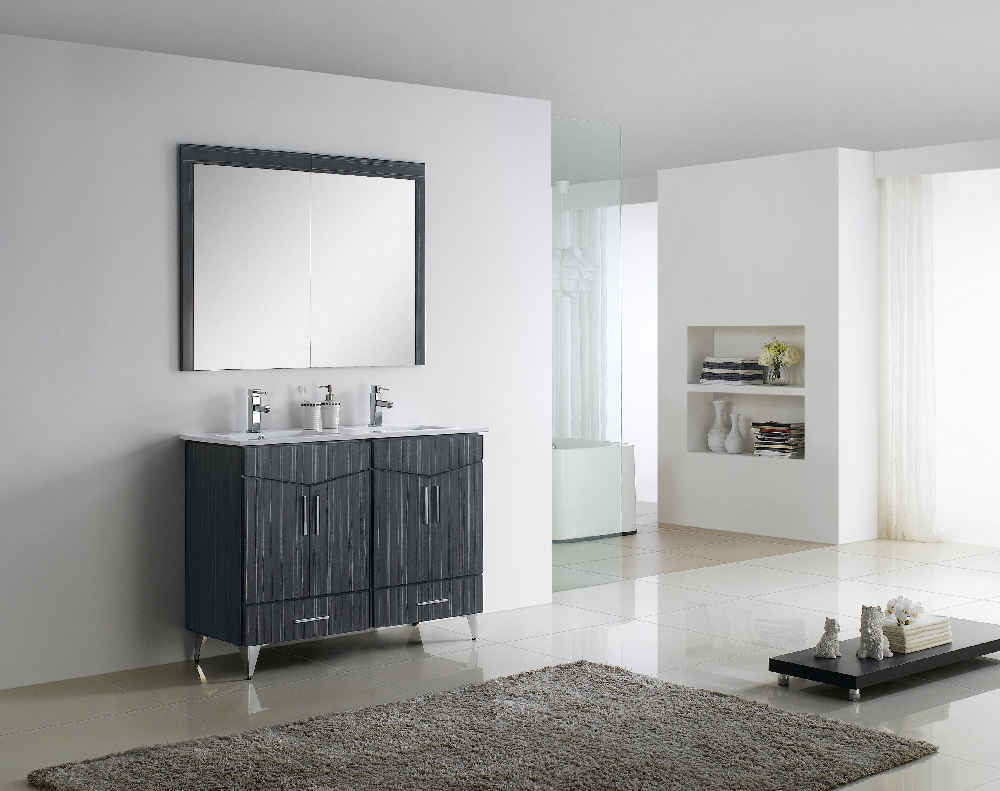 48-in. W 17-in. D Modern Plywood-Melamine Vanity Base Set Only In Dawn Grey