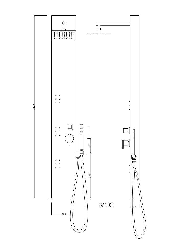 7.87-in. x 59-in. Shower Panel Chrome Stainless Steel CUPC