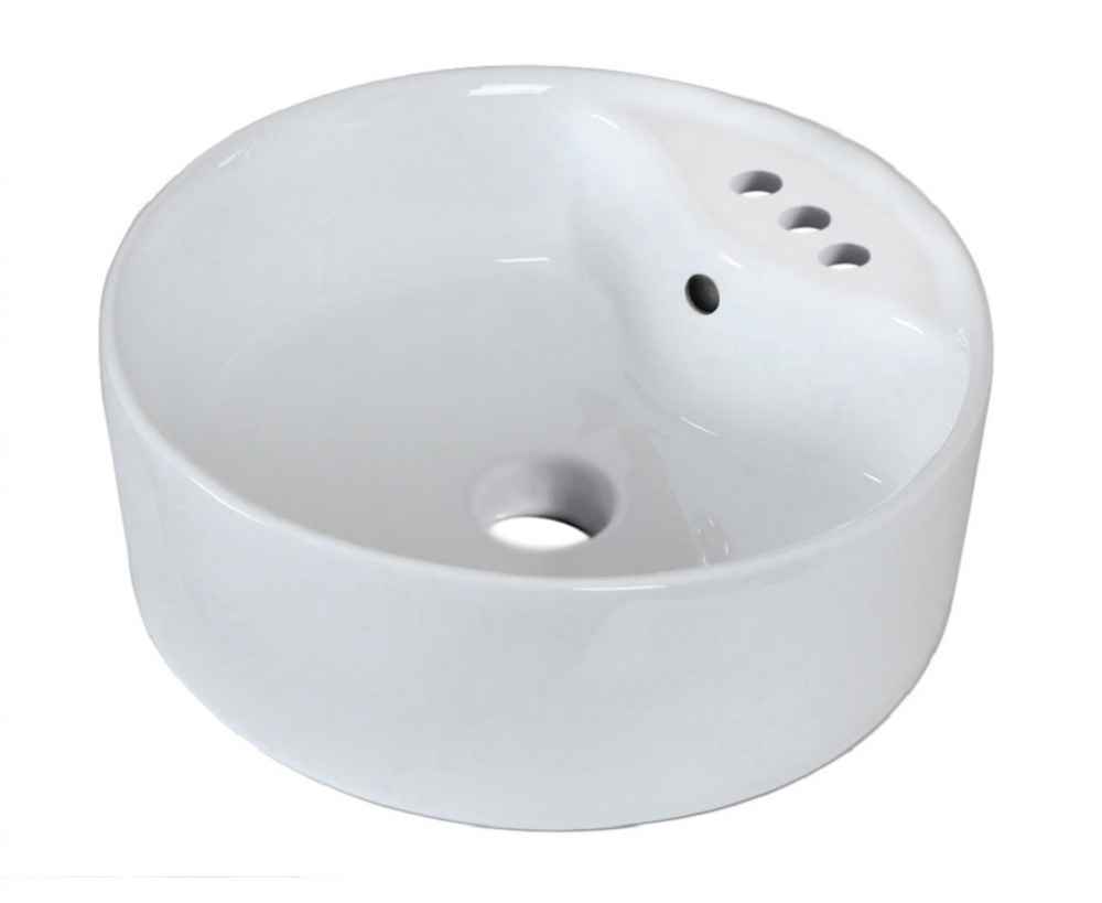 18.25-in. x 18.25-in. Round Bathroom Vessel Sink White Enamel Glaze