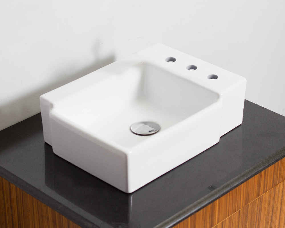 16.25-in. x 11.75-in. Rectangle Bathroom Vessel Sink White Enamel Glaze