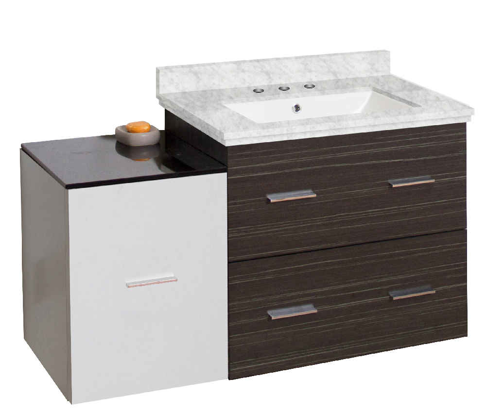 37.75-in. W Wall Mount White-Dawn Grey Vanity Set For 3H8-in. Drilling Bianca Carara Top White UM Sink