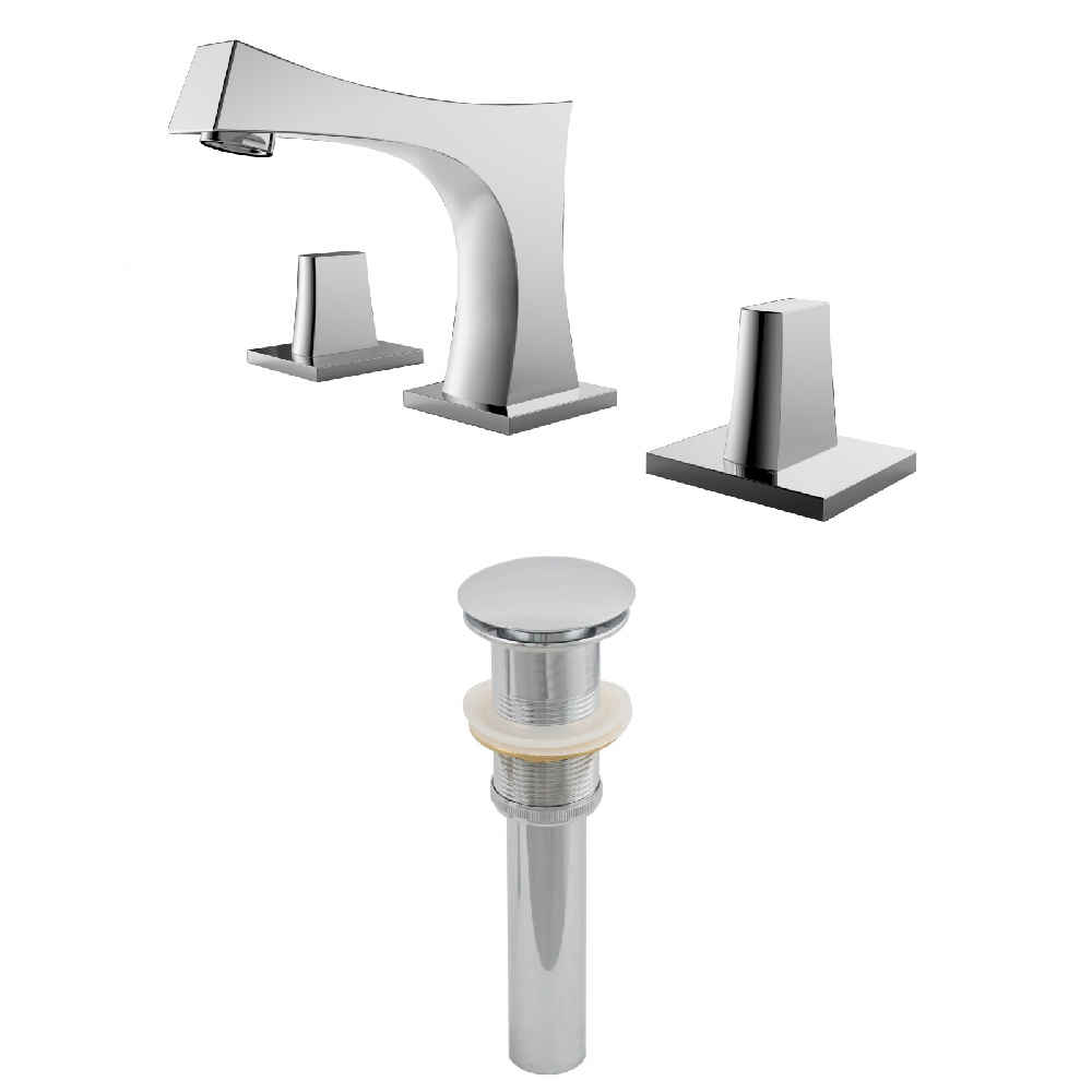 3H8-in. CUPC Approved Stainless Steel Faucet Set In Chrome Color - Drain Incl.