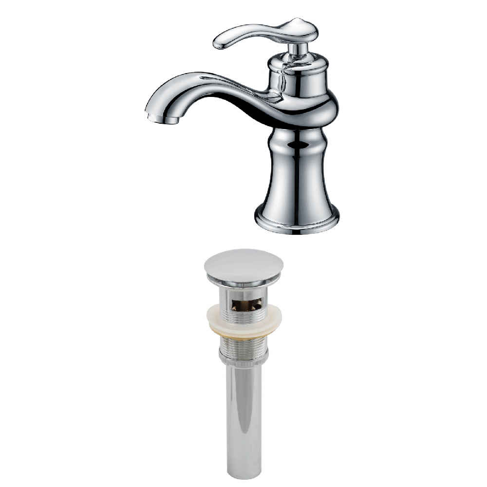 1 Hole CUPC Approved Stainless Steel Faucet Set In Chrome Color - Overflow Drain Incl.