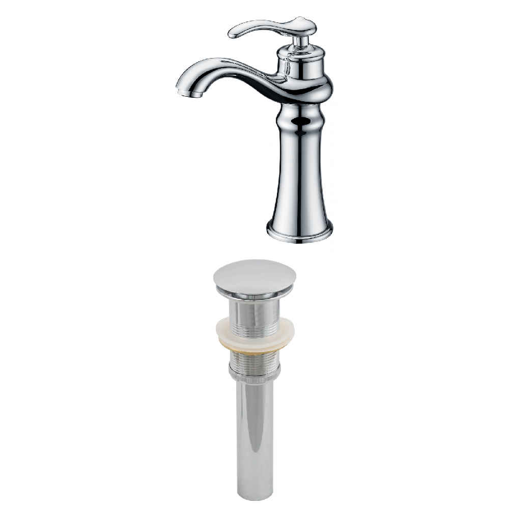 Deck Mount CUPC Approved Stainless Steel Faucet Set In Chrome Color - Drain Incl.