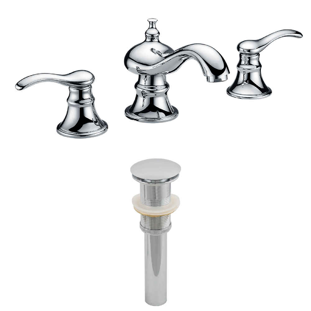3H8-in. CUPC Approved Stainless Steel Faucet Set In Chrome Color - Drain Incl.