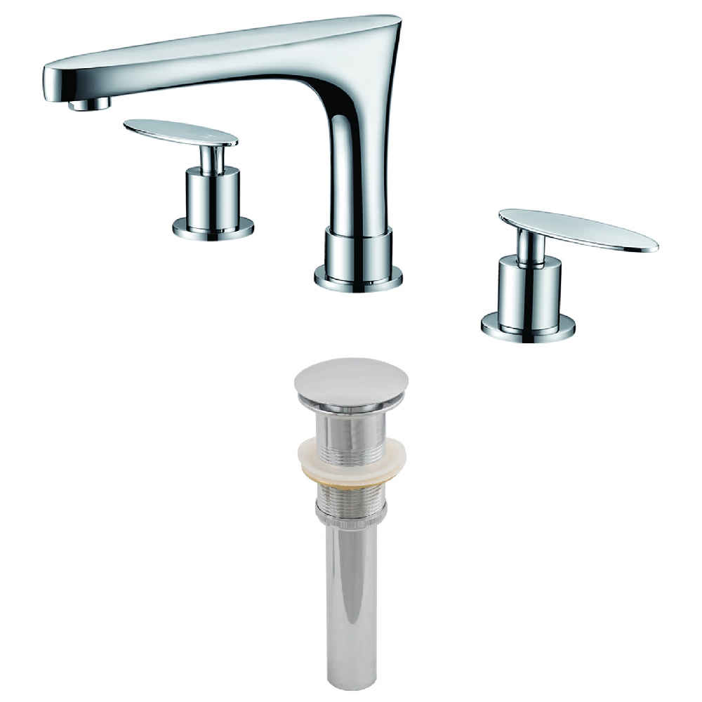 3H8-in. CUPC Approved Stainless Steel Faucet Set In Chrome Color - Drain Incl.