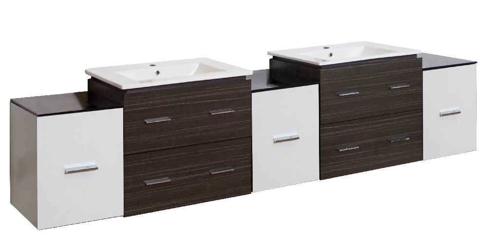 90-in. W Wall Mount White-Dawn Grey Vanity Set For 1 Hole Drilling