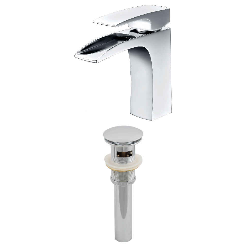 1 Hole CUPC Approved Stainless Steel Faucet Set In Chrome Color - Overflow Drain Incl.