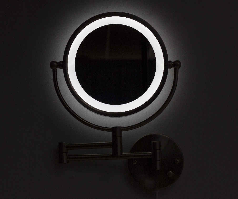 20.83-in. x 14.57-in. Stainless Steel Wall Mount Magnifying Mirror In Brushed Nickel
