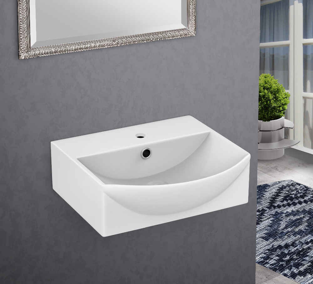 13.75-in. x 14-in. Rectangle Bathroom Vessel Sink White Enamel Glaze