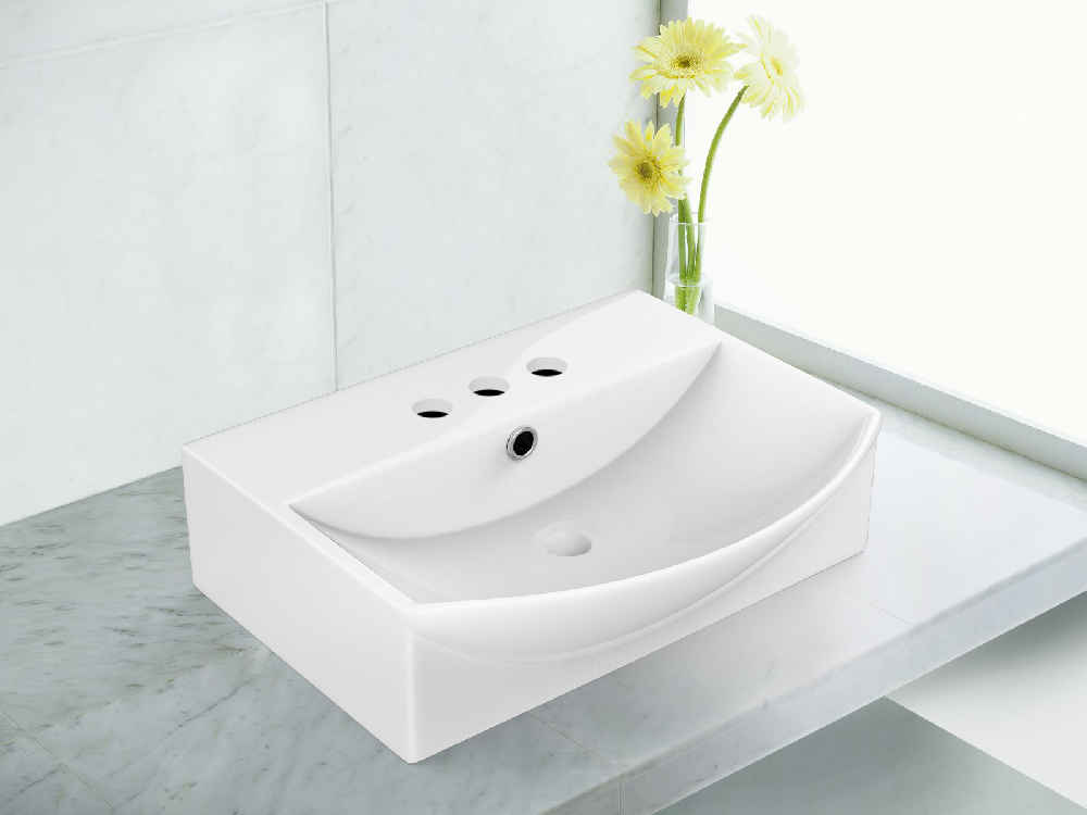 19.5-in. x 16-in. Rectangle Bathroom Vessel Sink White Enamel Glaze