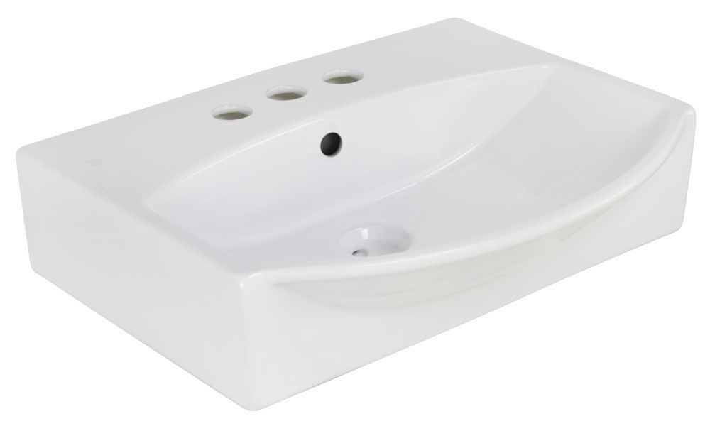 19.5-in. x 16-in. Rectangle Bathroom Vessel Sink White Enamel Glaze