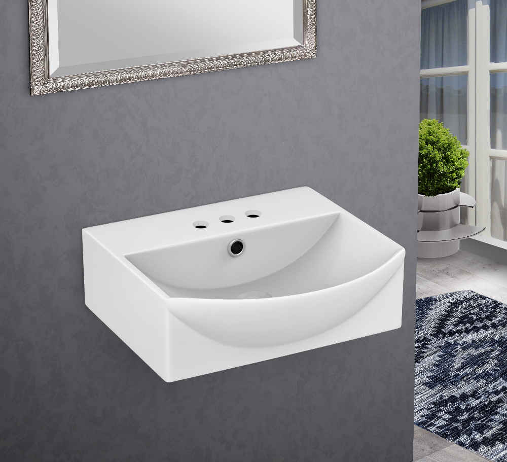 13.75-in. x 14-in. Rectangle Bathroom Vessel Sink White Enamel Glaze