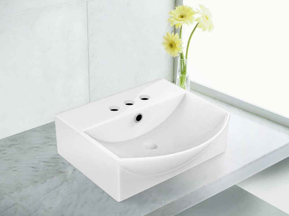 13.75-in. x 14-in. Rectangle Bathroom Vessel Sink White Enamel Glaze