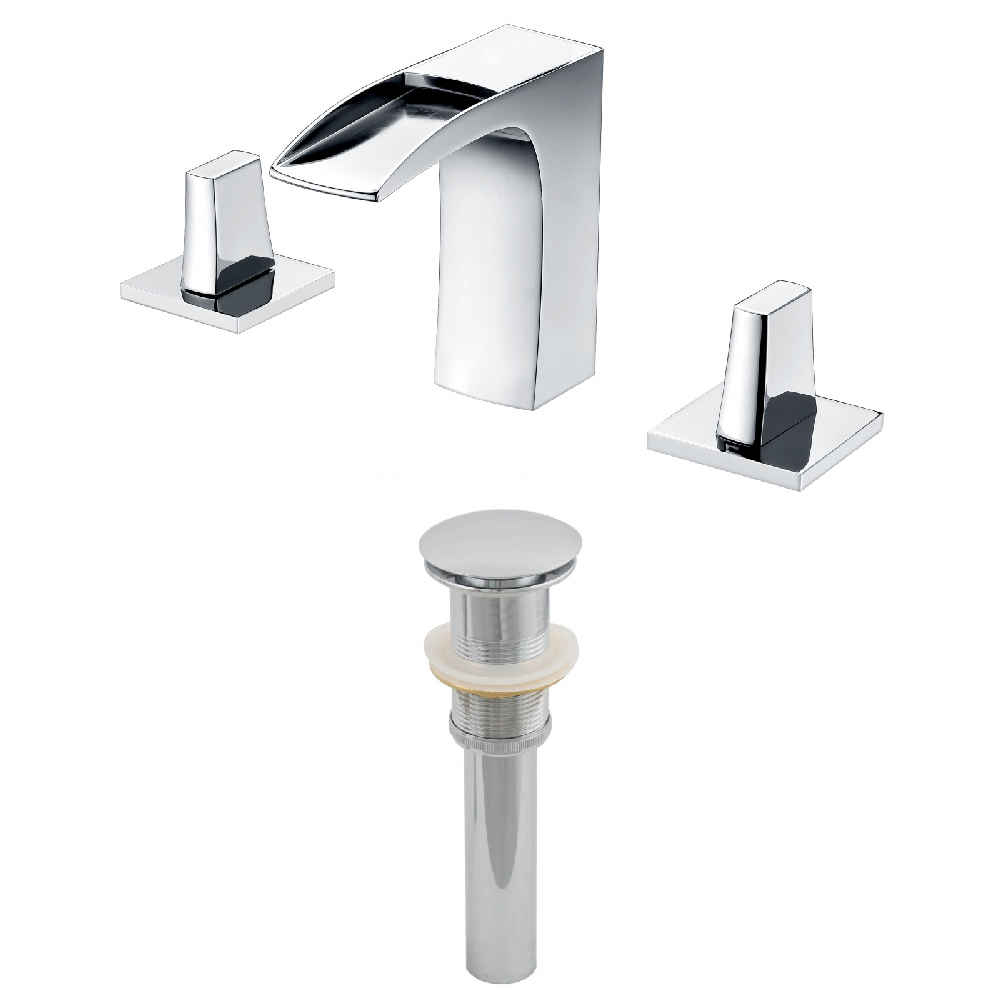 3H8-in. CUPC Approved Stainless Steel Faucet Set In Chrome Color - Drain Incl.