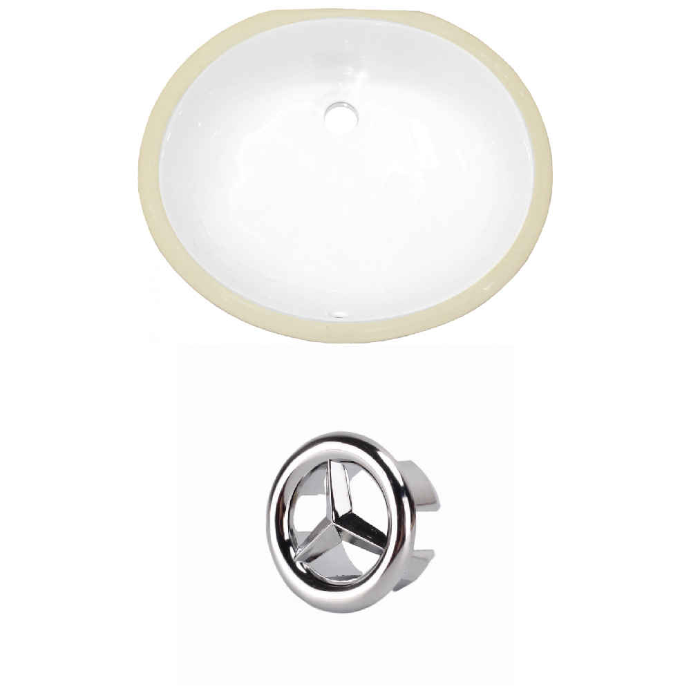 19.5-in. W CUPC Oval Bathroom Undermount Sink Set In White - Chrome Hardware