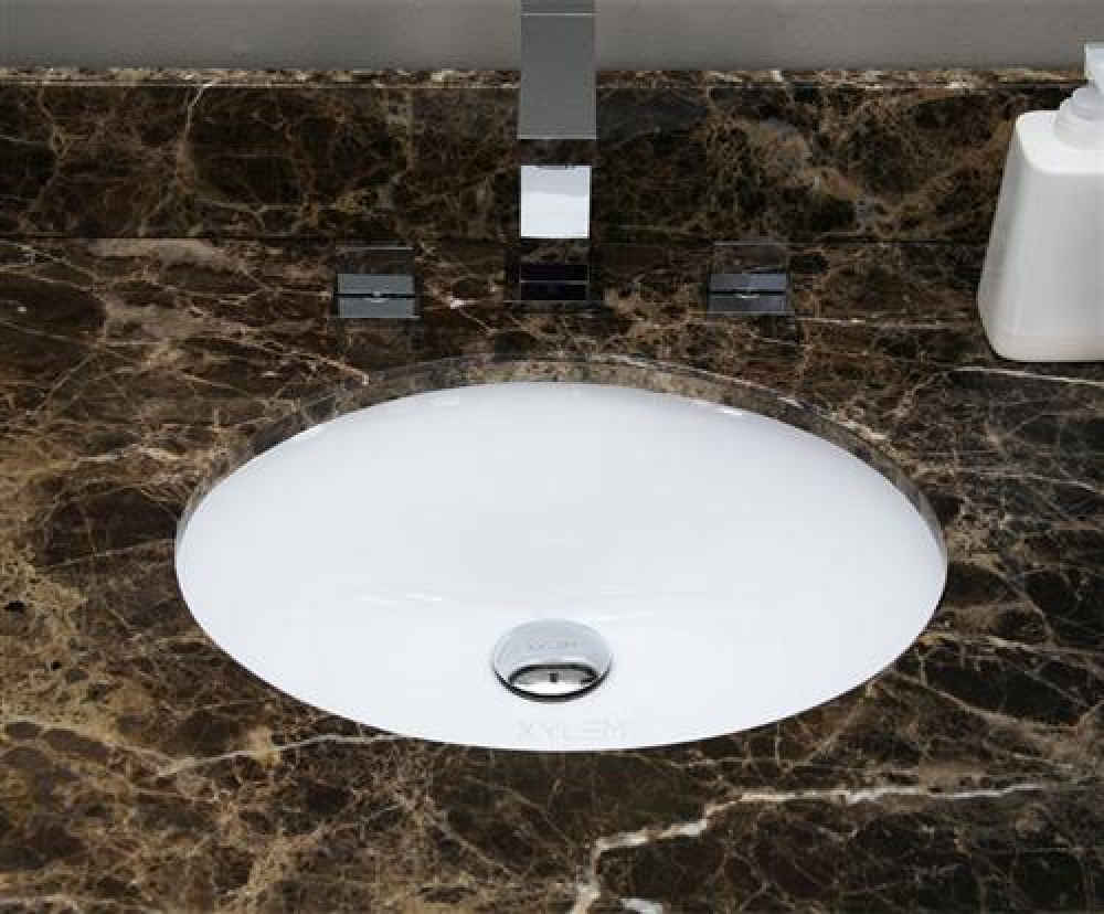 19.5-in. W Oval Bathroom Undermount Sink Set In White - Black Hardware