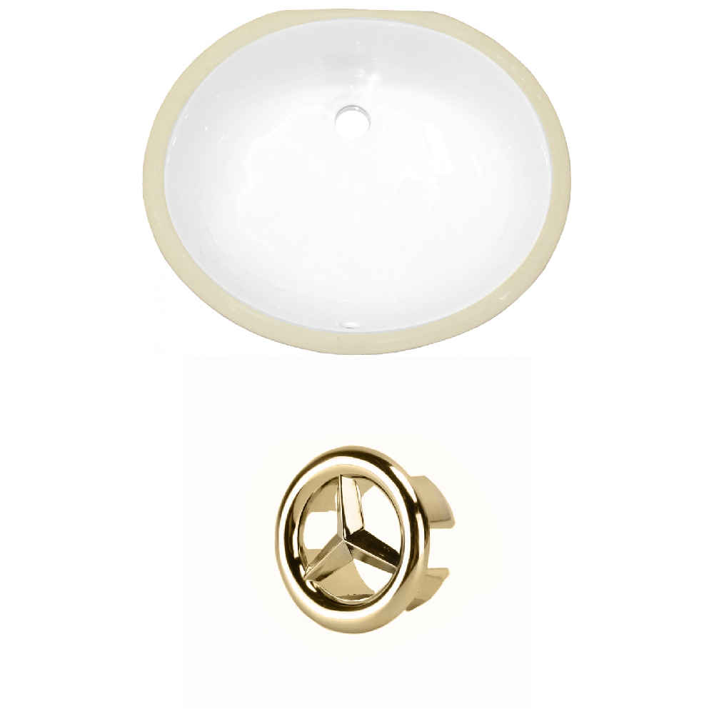 19.5-in. W Oval Bathroom Undermount Sink Set In White - Gold Hardware