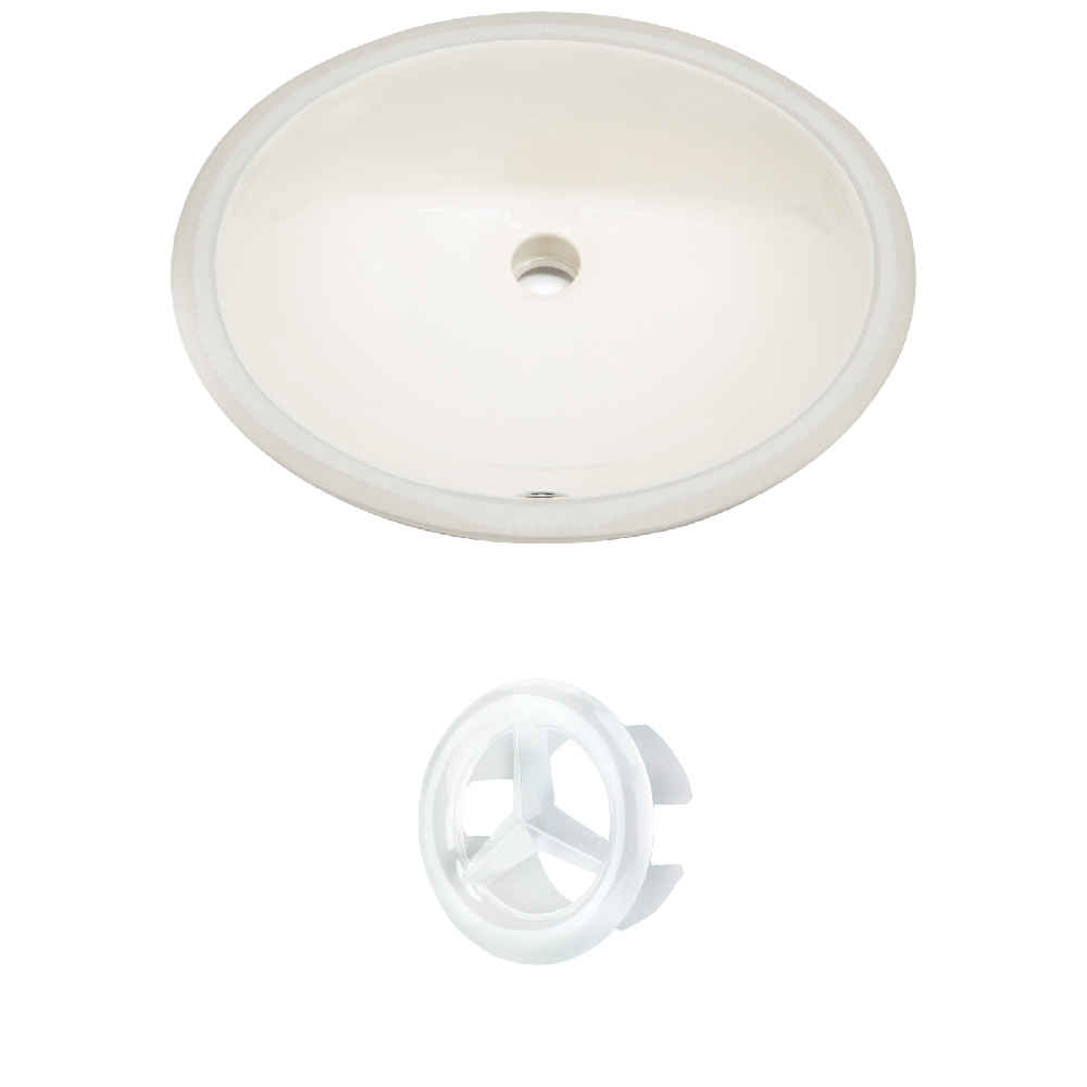 19.75-in. W Oval Bathroom Undermount Sink Set In Biscuit - White Hardware